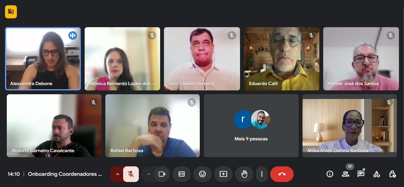 Print de tela do evento online, mostra o rosto de alguns dos participantes
